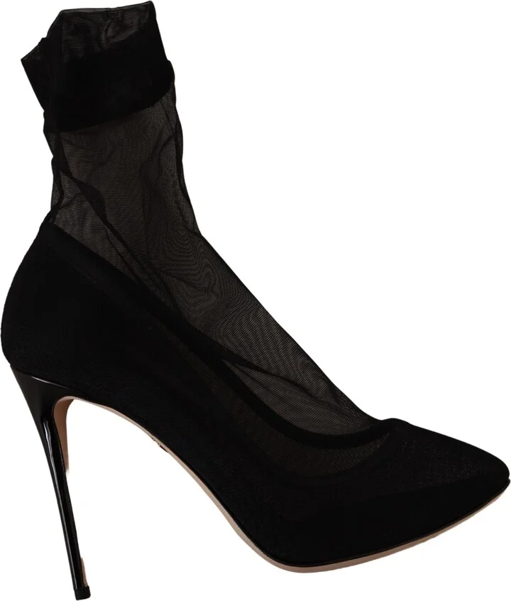 Black Stretch Tulle Stretch Boots Women's Shoes - Image 2