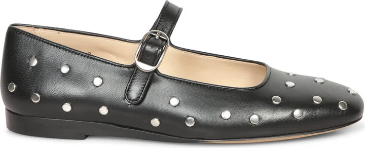 Black Studded Leather Mary Jane
