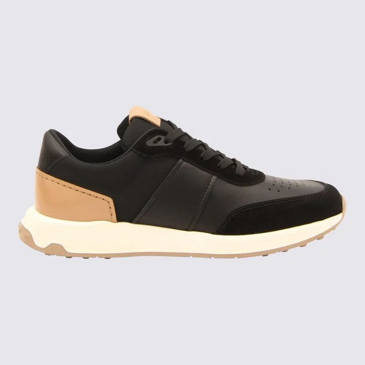 Black Suede And Beige Leather Sneakers