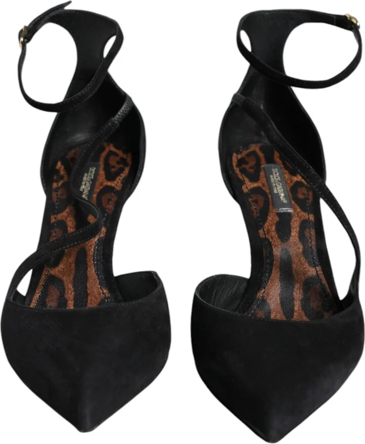 Black Suede Ankle Strap Heels Pumps Women's Shoes (Pre-Owned) - Image 2