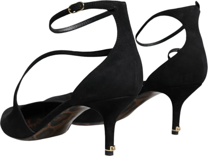 Black Suede Ankle Strap Heels Pumps Women's Shoes (Pre-Owned) - Image 4
