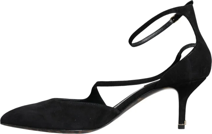 Black Suede Ankle Strap Heels Pumps Women's Shoes (Pre-Owned) - Image 5