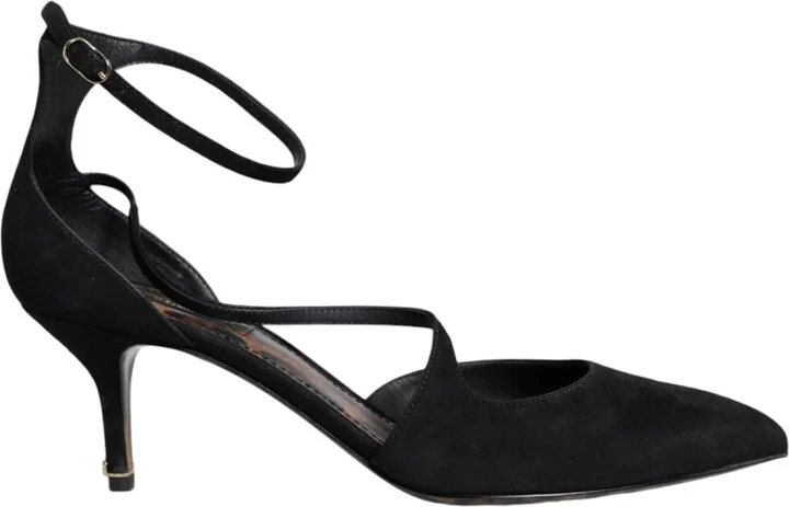 Black Suede Ankle Strap Heels Pumps Women's Shoes (Pre-Owned)