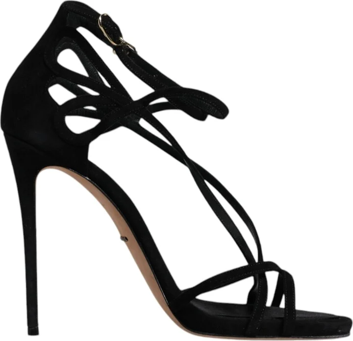 Black Suede Ankle Strap Heels Sandals Women's Shoes (Pre-Owned)