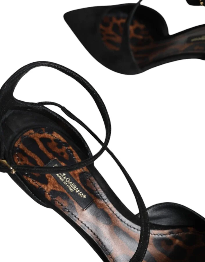 Black Suede Ankle Strap Pumps Heels Women's Shoes (Pre-Owned) - Image 6