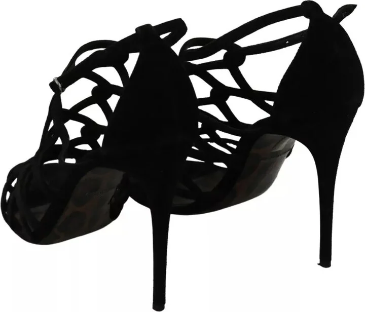 Black Suede Ankle Strap Stiletto Women's Shoes (Pre-Owned) - Image 5