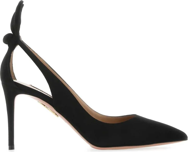Black Suede Bow Tie 85 Pumps