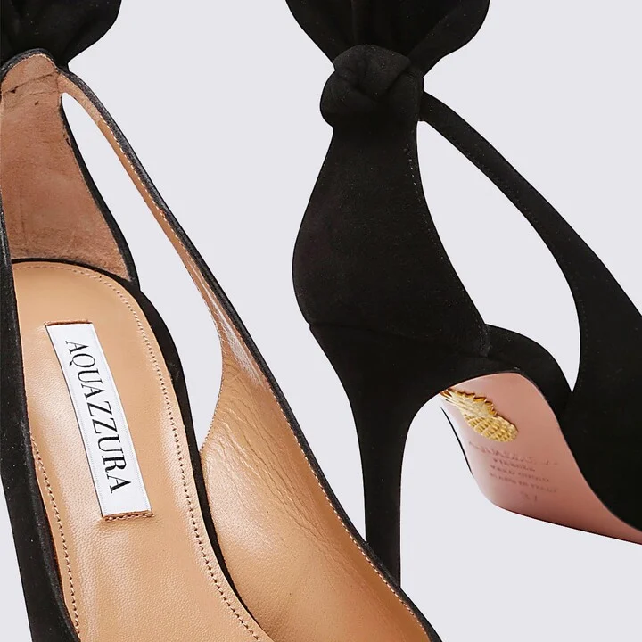 Black Suede Bow Tie Pumps - Image 4