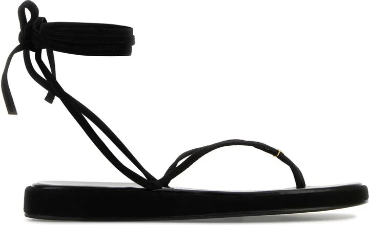 Black Suede Capri Sandals