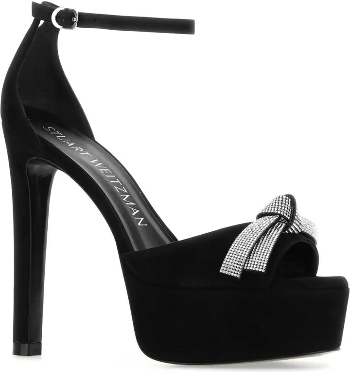 Black Suede Discoplatform Sandals - Image 2
