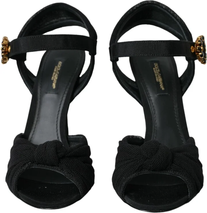 Black Suede Embellished Heels Sandals Women's Shoes - Image 2