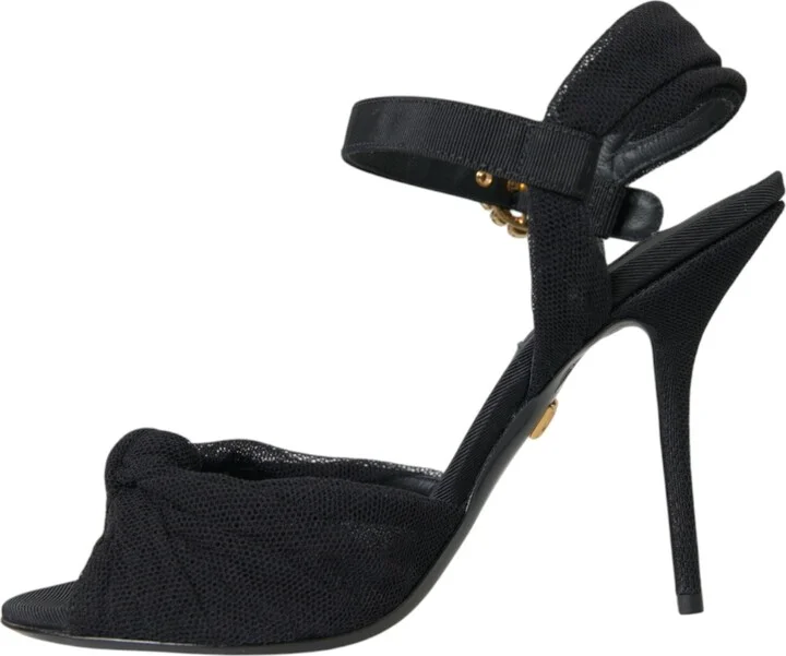 Black Suede Embellished Heels Sandals Women's Shoes - Image 5
