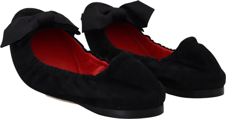 Black Suede Flat Slip On Ballet Women's Shoes - Image 2
