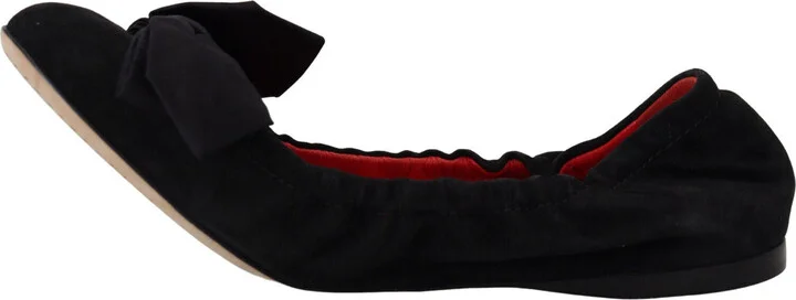 Black Suede Flat Slip On Ballet Women's Shoes - Image 3