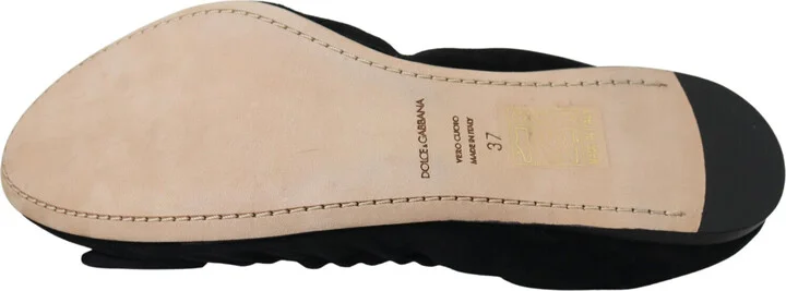 Black Suede Flat Slip On Ballet Women's Shoes - Image 4