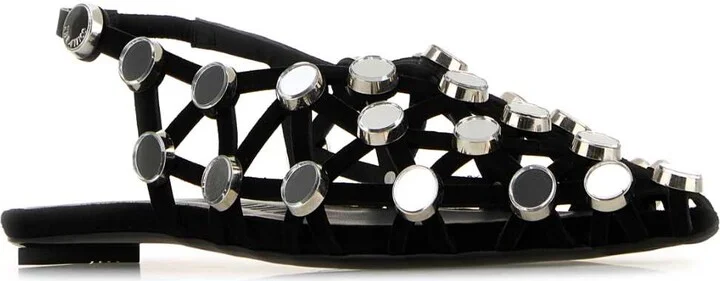 Black Suede Grid Ballerinas - Image 2