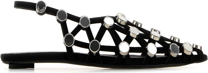 Black Suede Grid Ballerinas