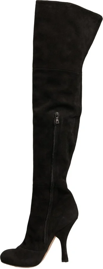 Black Suede Heels Knee High Boots Women's Shoes (Pre-Owned) - Image 5