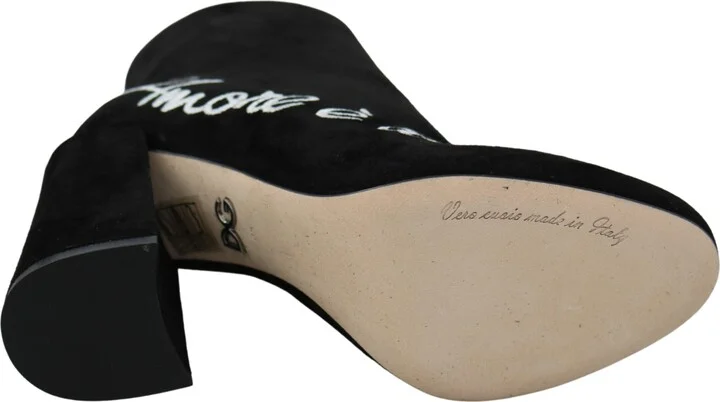 Black Suede L'Amore E'Bellezza Boots Women's Shoes - Image 2