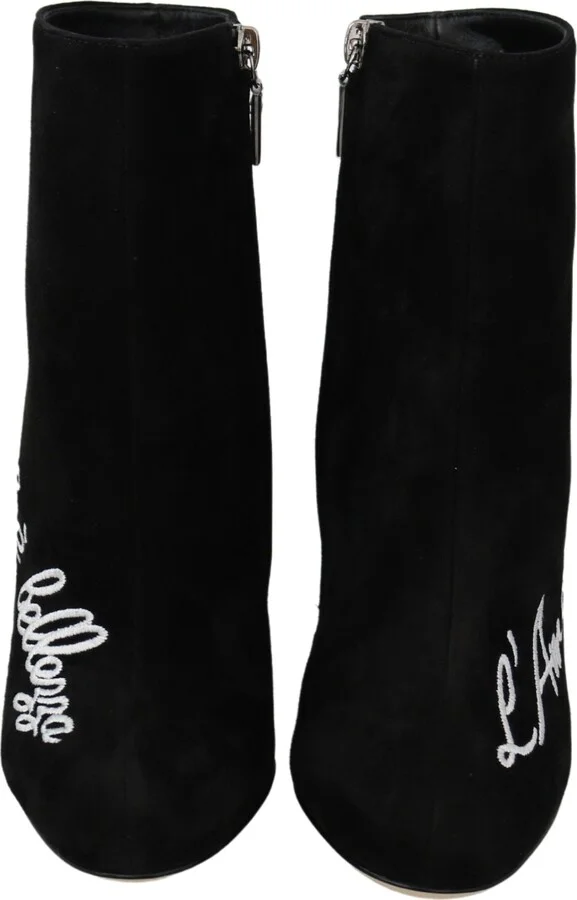 Black Suede L'Amore E'Bellezza Boots Women's Shoes - Image 4