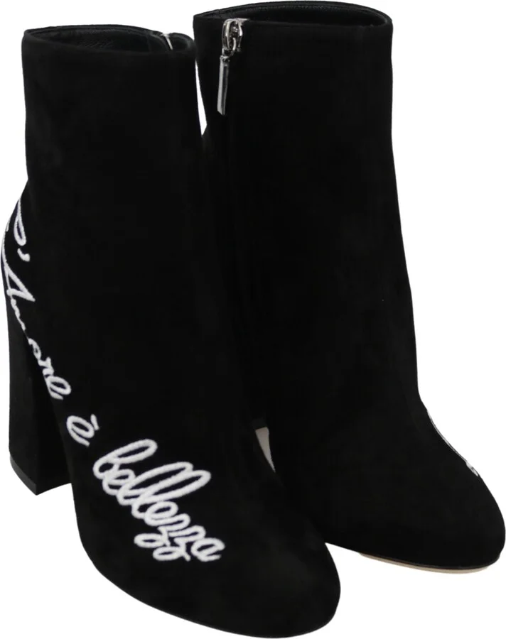 Black Suede L'Amore E'Bellezza Boots Women's Shoes - Image 5