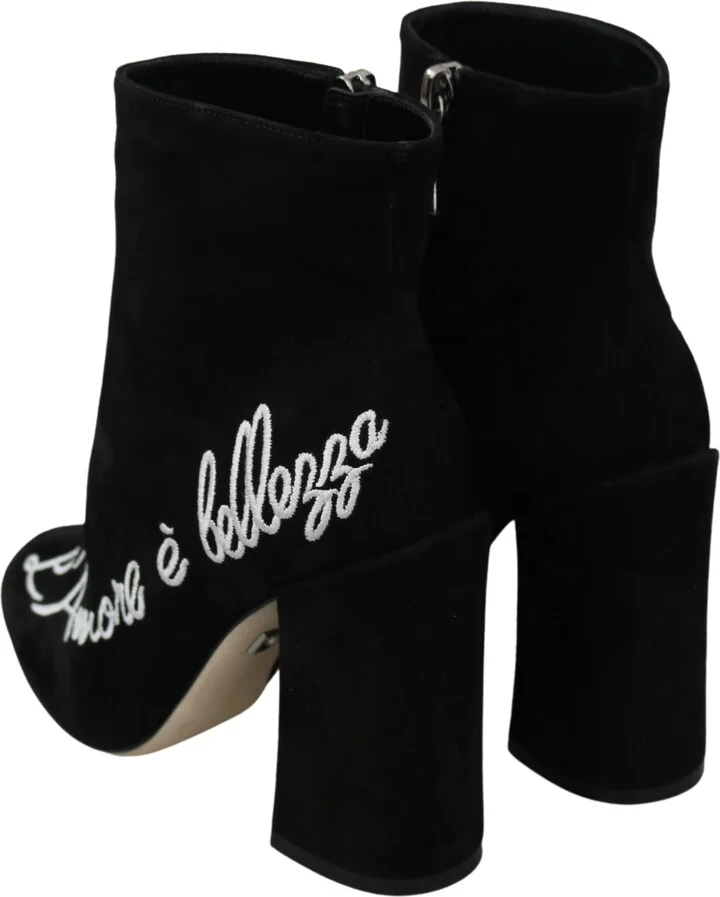 Black Suede L'Amore E'Bellezza Boots Women's Shoes - Image 6