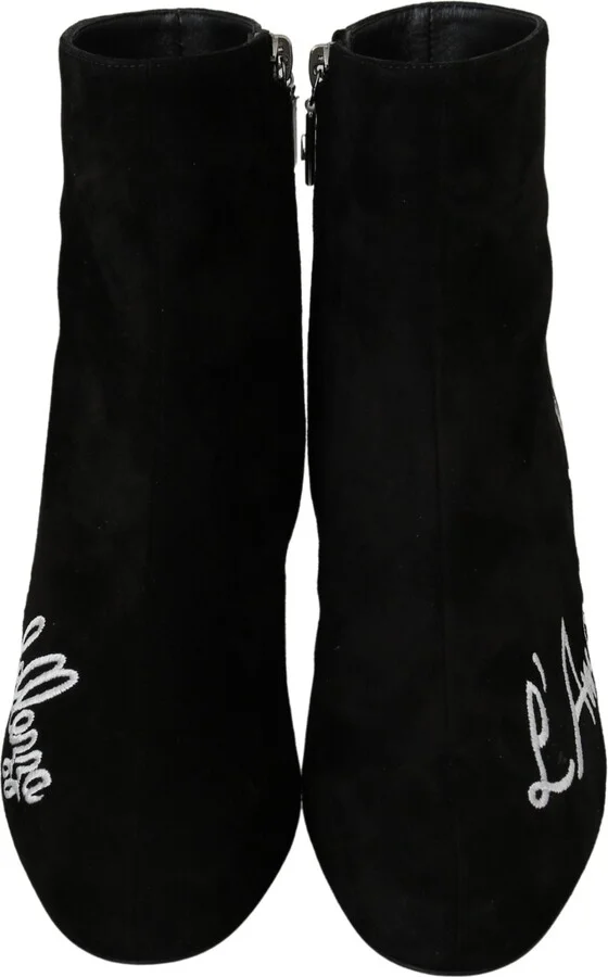 Black Suede L'Amore E'Bellezza Boots Women's Shoes - Image 3