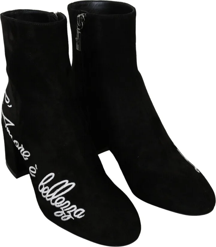 Black Suede L'Amore E'Bellezza Boots Women's Shoes - Image 4