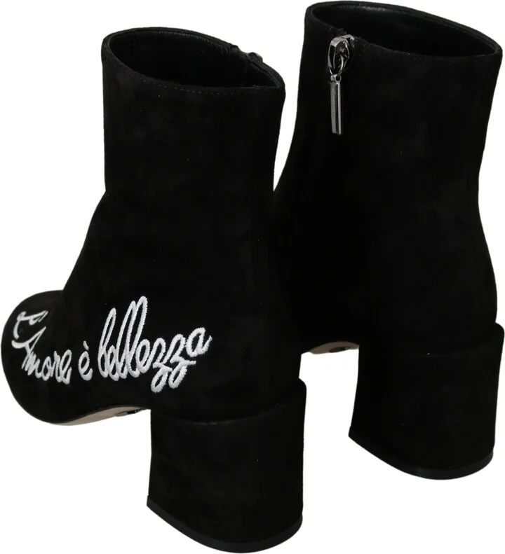 Black Suede L'Amore E'Bellezza Boots Women's Shoes - Image 5