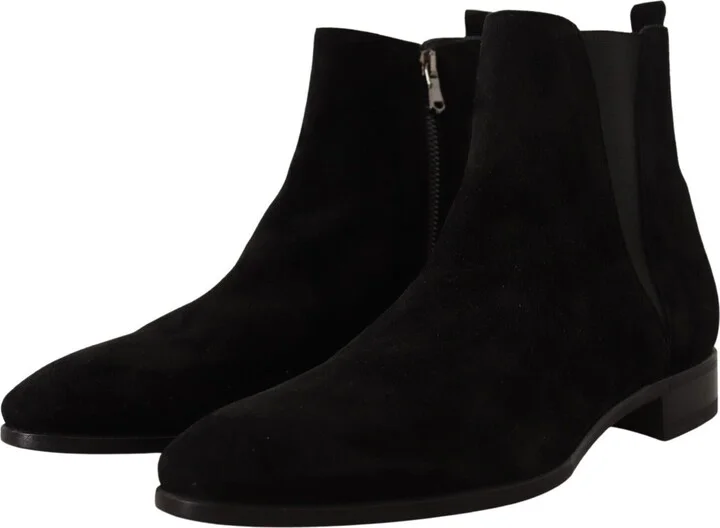 Black Suede Leather Chelsea Mens Boots Men's Shoes - Image 3