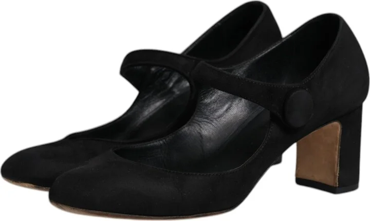 Black Suede Leather KEIRA Heels Pumps Women's Shoes (Pre-Owned) - Image 4