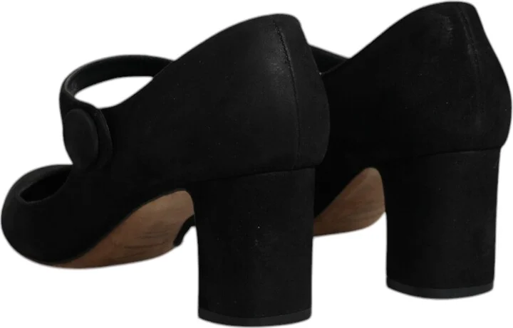 Black Suede Leather KEIRA Heels Pumps Women's Shoes (Pre-Owned) - Image 5