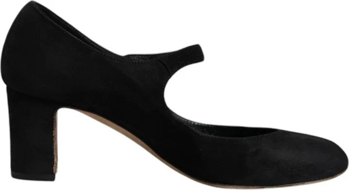 Black Suede Leather KEIRA Heels Pumps Women's Shoes (Pre-Owned)