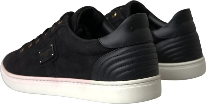 Black Suede Leather Men Low Top Sneakers Men Men's Shoes (Pre-Owned) - Image 4