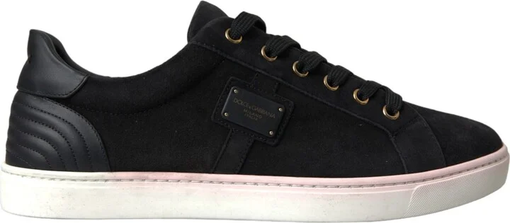 Black Suede Leather Men Low Top Sneakers Men Men's Shoes (Pre-Owned)