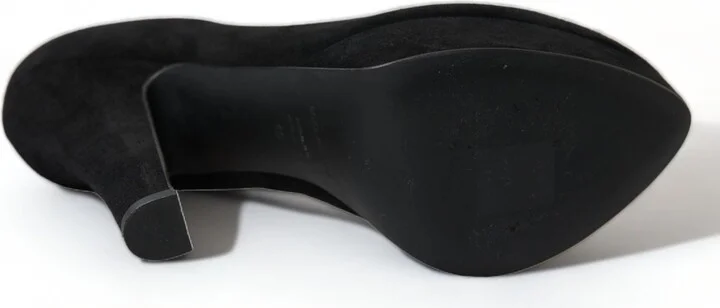 Black Suede Leather Platform Heel Pumps Women's Shoes - Image 6