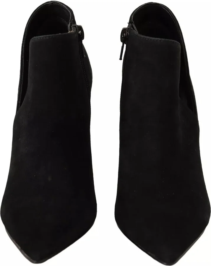 Black Suede Leather Stiletto Heels Boots Women's Shoes (Pre-Owned) - Image 4