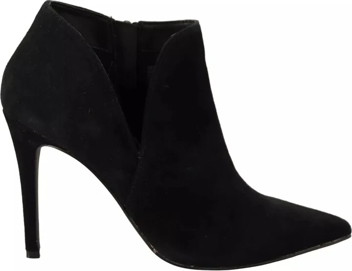 Black Suede Leather Stiletto Heels Boots Women's Shoes (Pre-Owned)