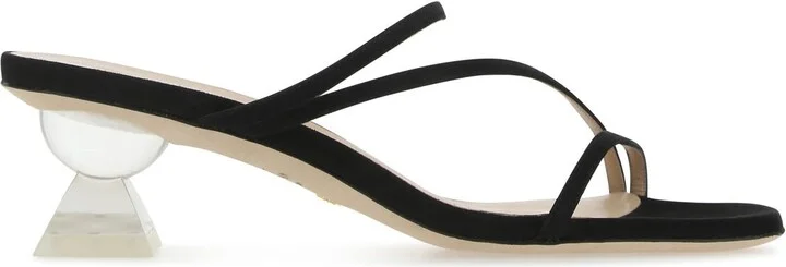 Black suede Lucite Sculpt mules