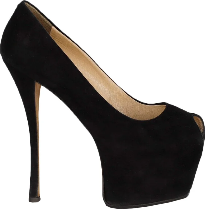 Black Suede Platform High Heel Shoes - '20s