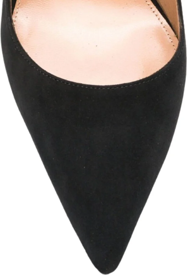 Black Suede Pumps With Bow Detail - Image 5