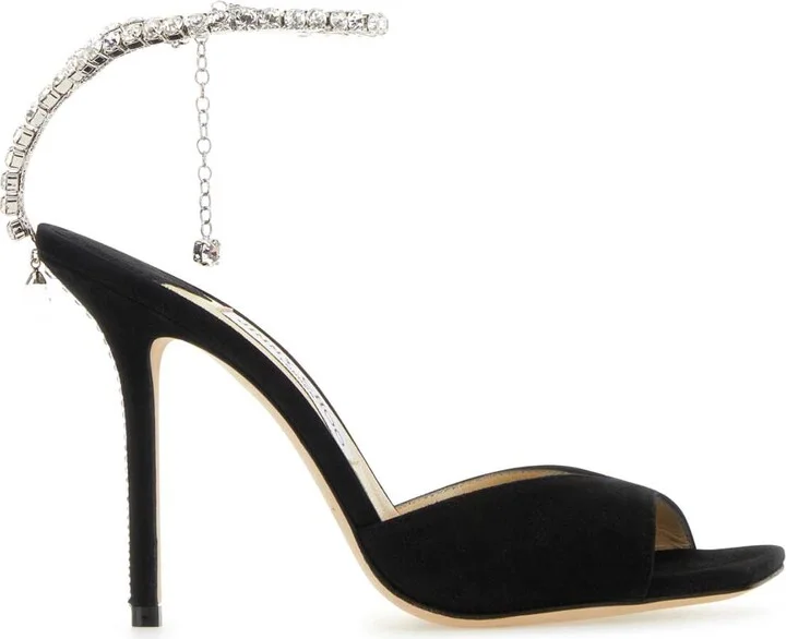 Black Suede Saeda 100 Sandals