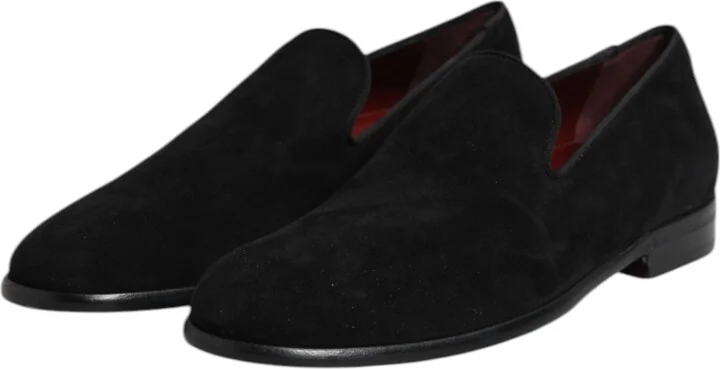 Black Suede Slip On Loafers Formal Men's Shoes - Image 4