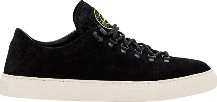 Black Suede Sneakers With Lace-Up Closure