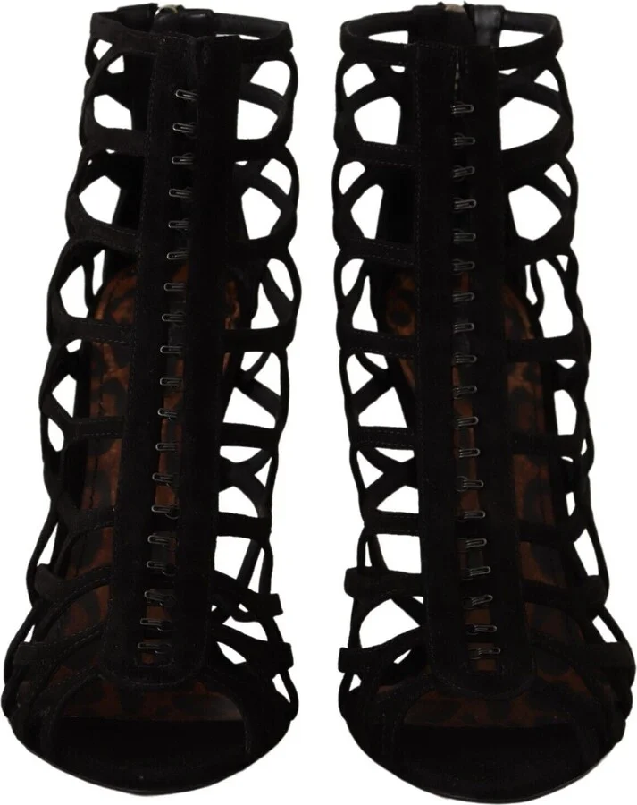Black Suede Stiletto Heels Bette Sandals Women's Shoes - Image 2