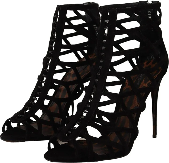 Black Suede Stiletto Heels Bette Sandals Women's Shoes - Image 3