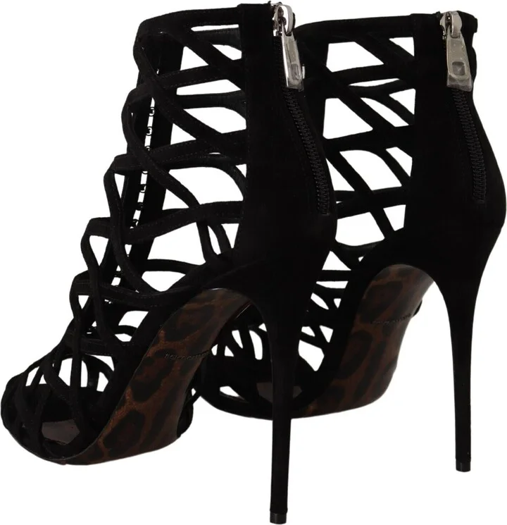 Black Suede Stiletto Heels Bette Sandals Women's Shoes - Image 4