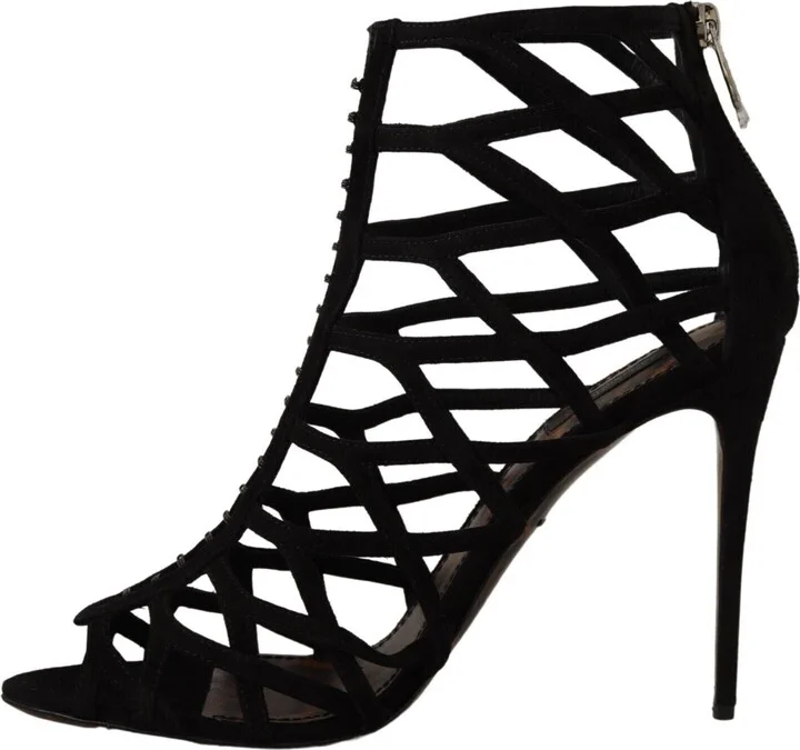 Black Suede Stiletto Heels Bette Sandals Women's Shoes - Image 5