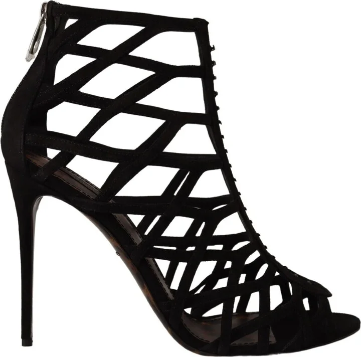 Black Suede Stiletto Heels Bette Sandals Women's Shoes