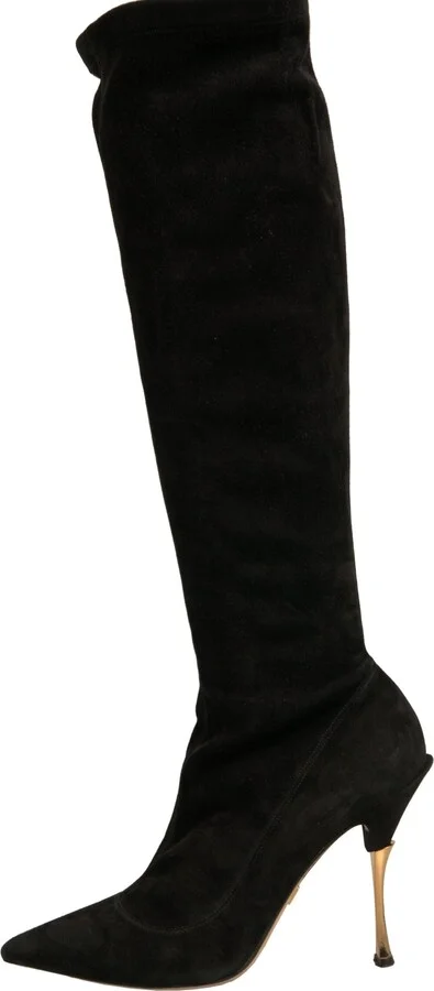Black Suede Stiletto Knee High Boots Women's Shoes (Pre-Owned) - Image 6